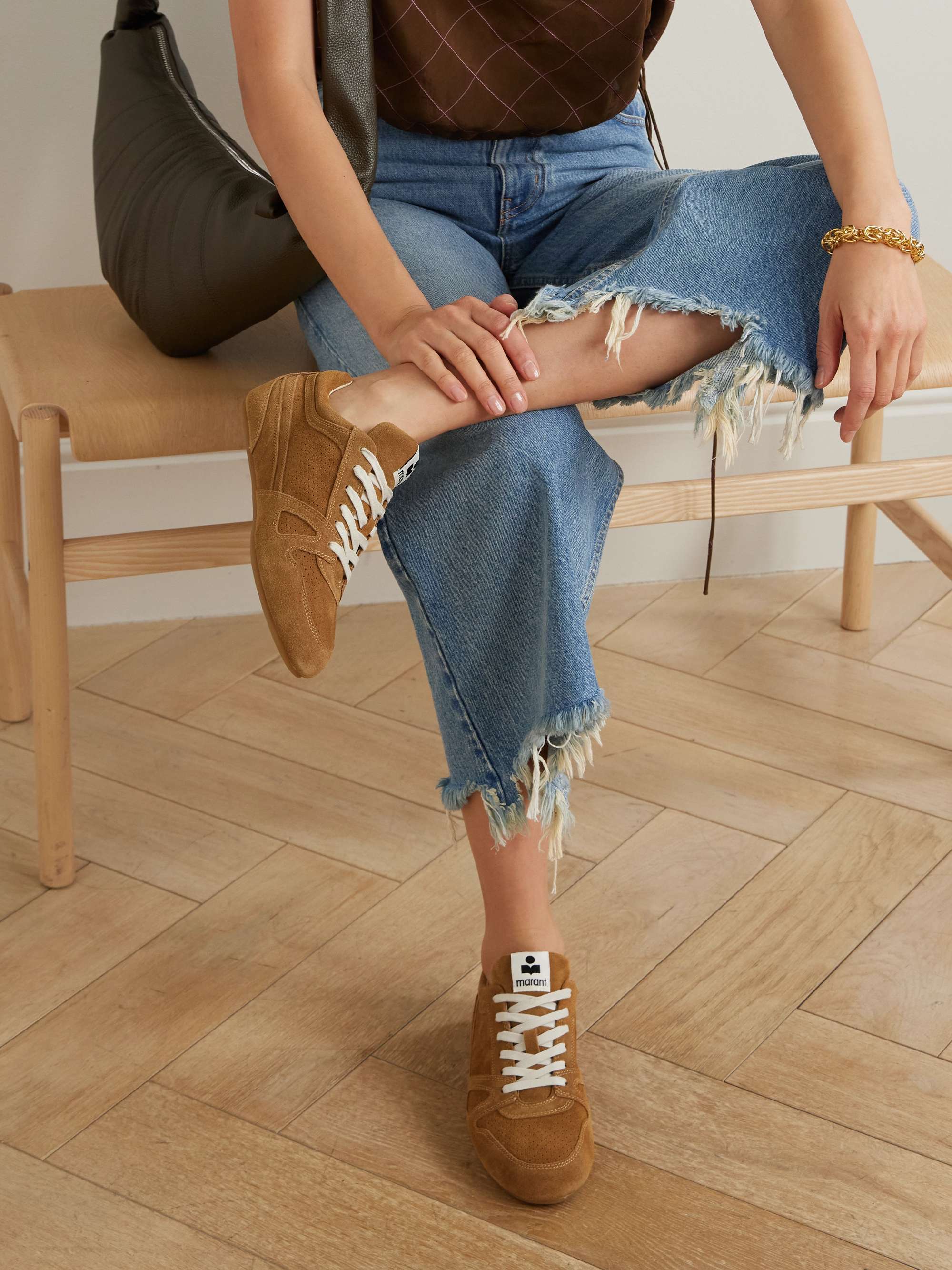 ISABEL MARANT Senny perforated suede sneakers | NET-A-PORTER