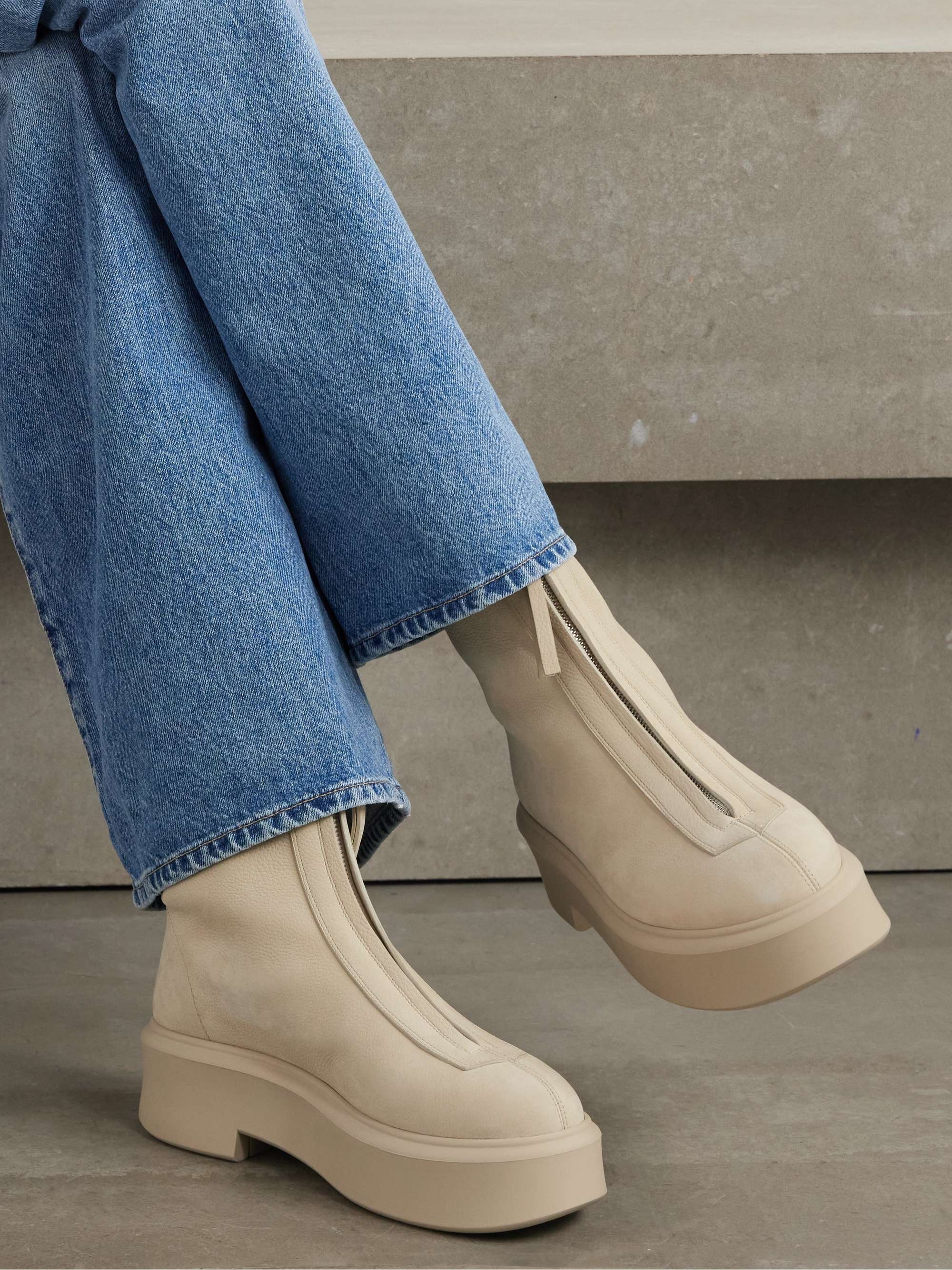 THE ROW Textured-nubuck platform ankle boots | NET-A-PORTER