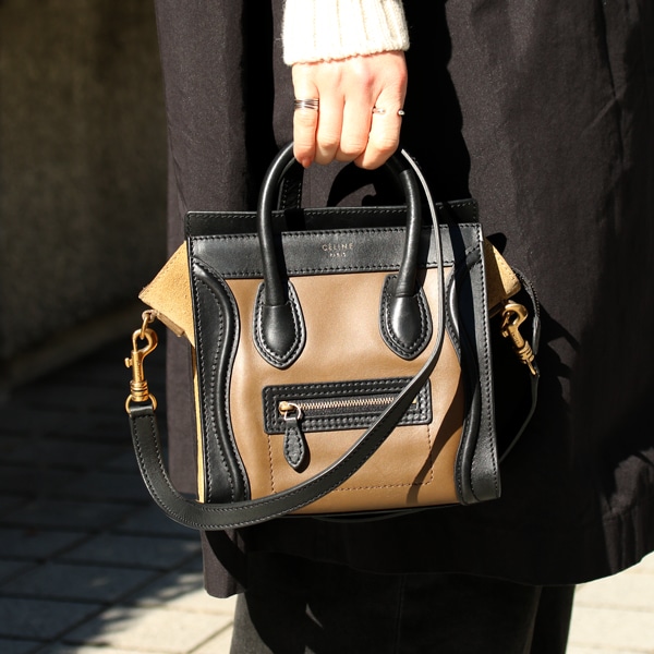 CELINE セリーヌ ラゲージナノ ショッパー ストラップ付 中古(ブラウン