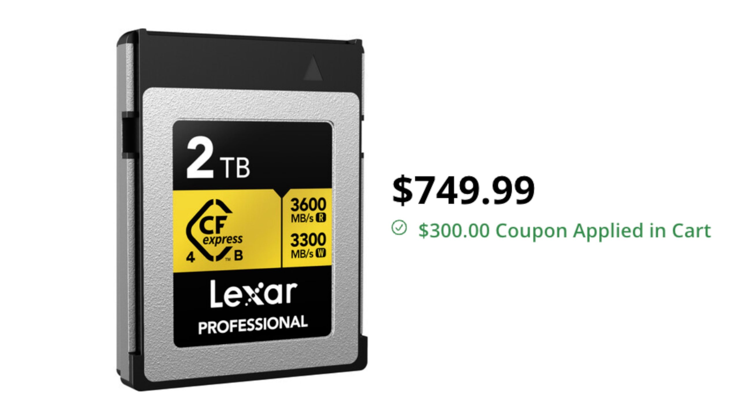 Lexar 2TB Professional GOLD CFexpress 4.0 Type B Memory Card on