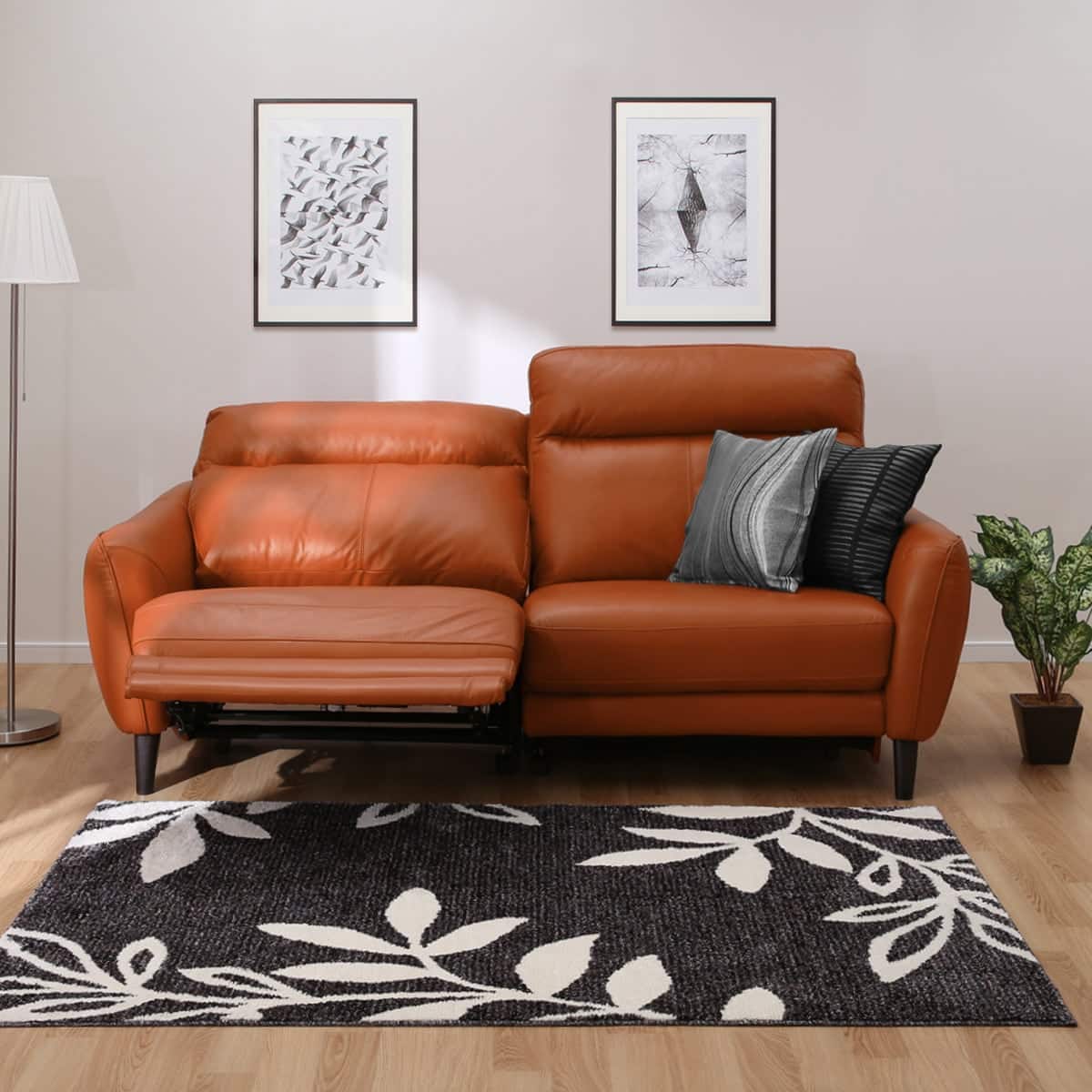 3人掛け右電動リクライニングソファ 本革(一部合成皮革)タイプ