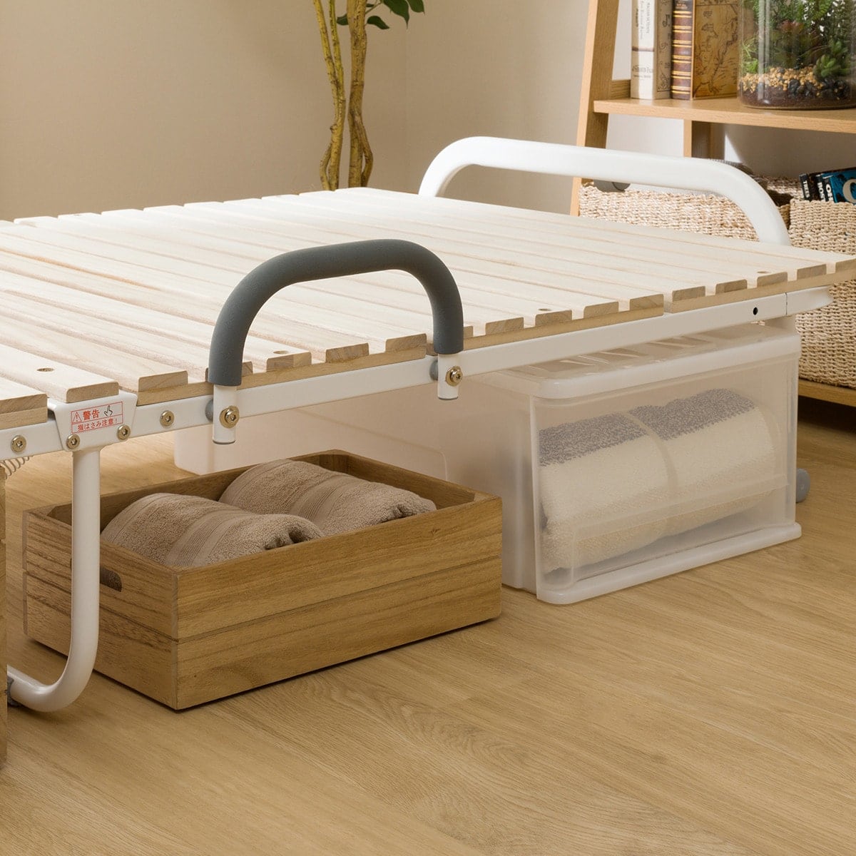 シングル 折りたたみ桐すのこパイプベッド(BLNC) | ニトリネット【公式