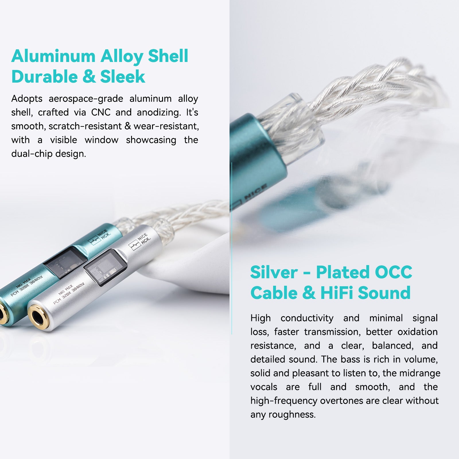 NICEHCK NK1 MAX USB C to 3.5mm Audio Adapter - Type C to Aux DAC Dongl