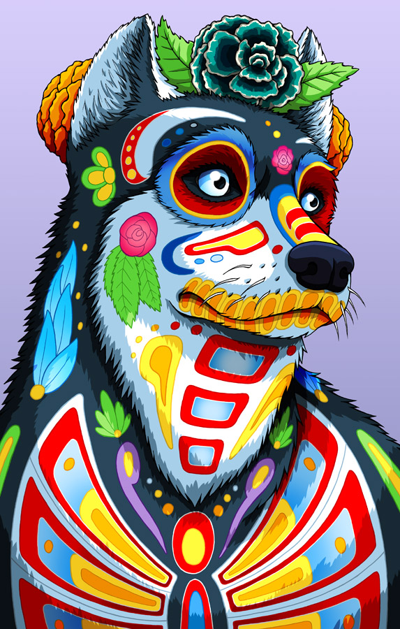 Day of the Dead Dog Husky Art Print - 