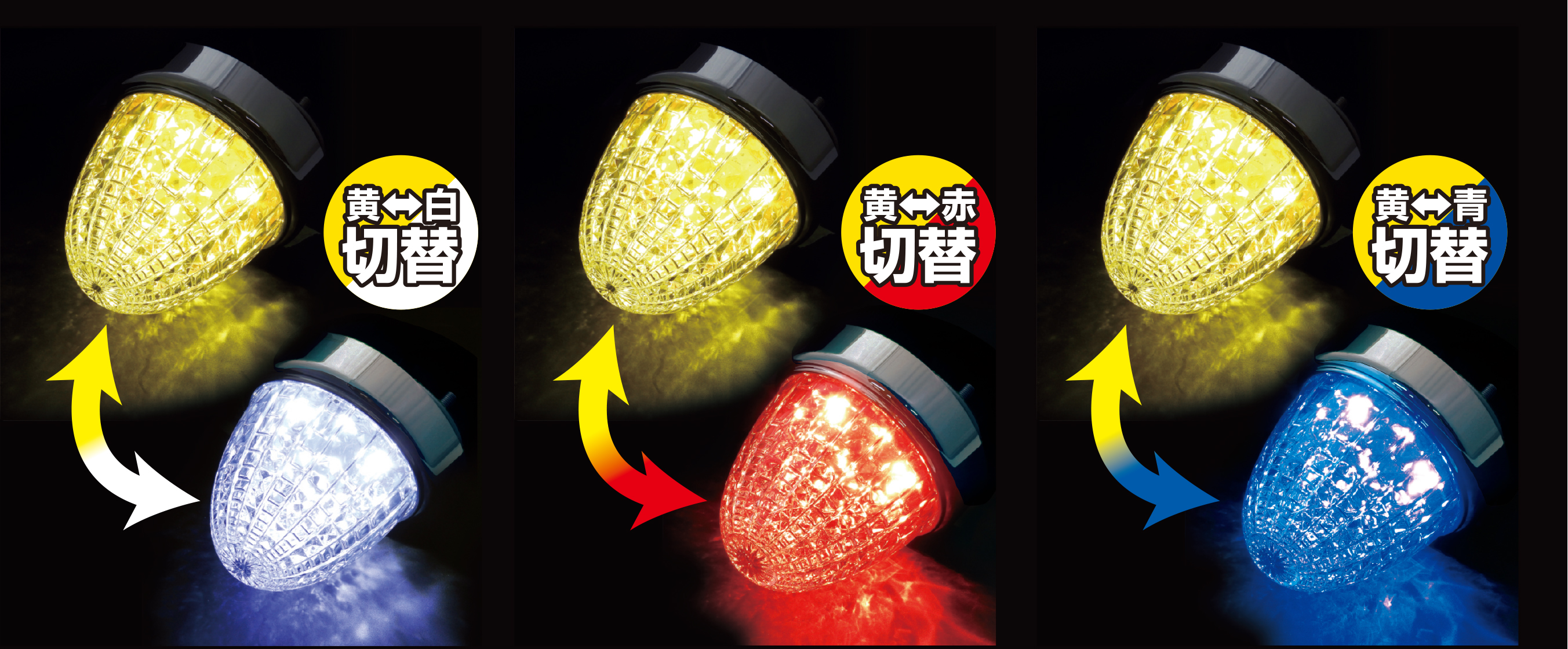 JB激光 スイッチング SWマーカーランプ 黄/青 12V/24V共用｜製品情報