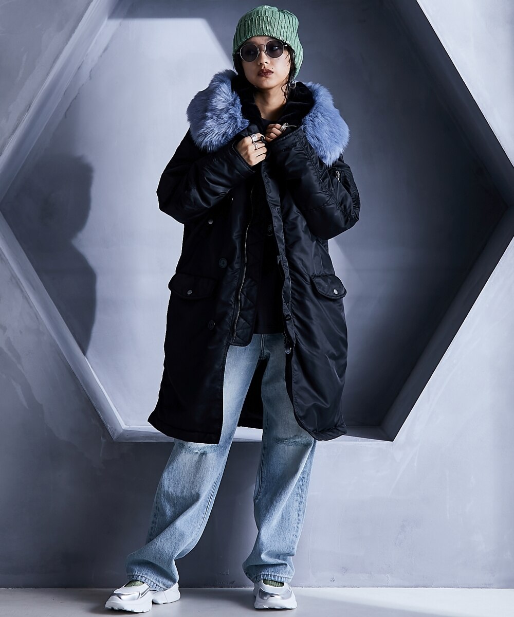 カラーフェイクファー付N‐3Bブルゾンコート＜大きいサイズ有＞GEVS