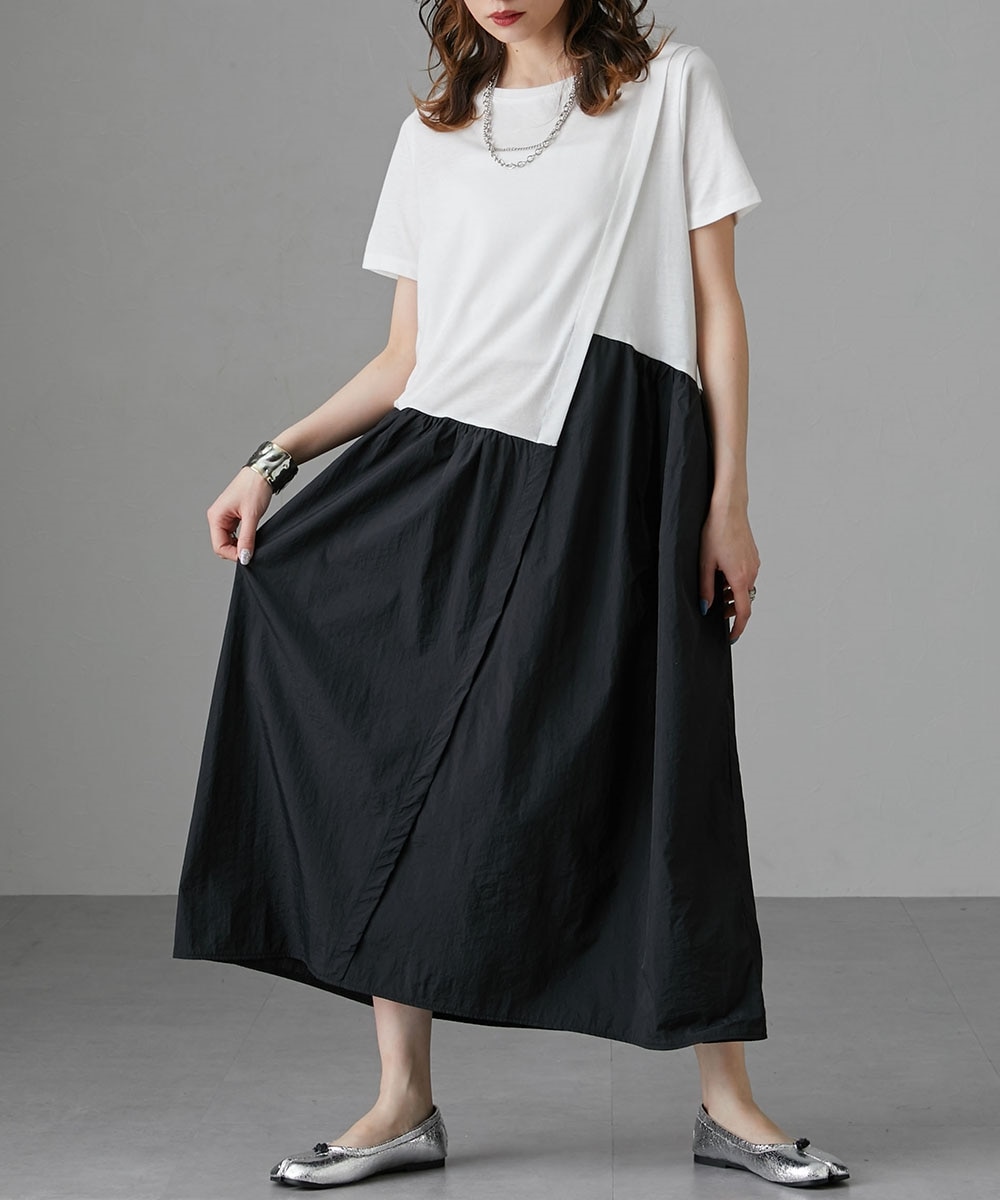 異素材イレギュラー切替ワンピース ［Soiunique］ 通販【ニッセン】