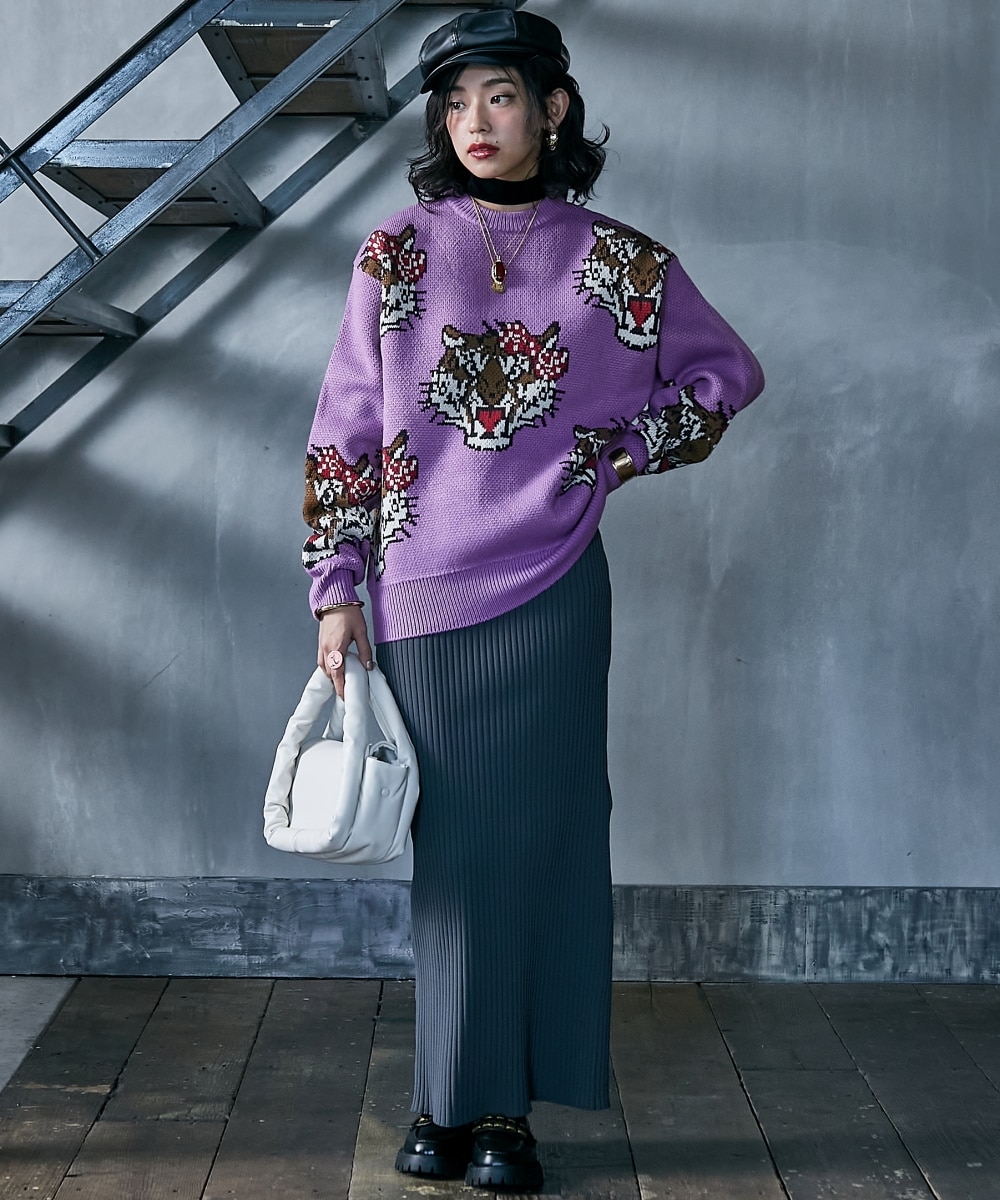 トラ柄ジャガードニットプルオーバー＜大きいサイズ有＞GEVS. 通販