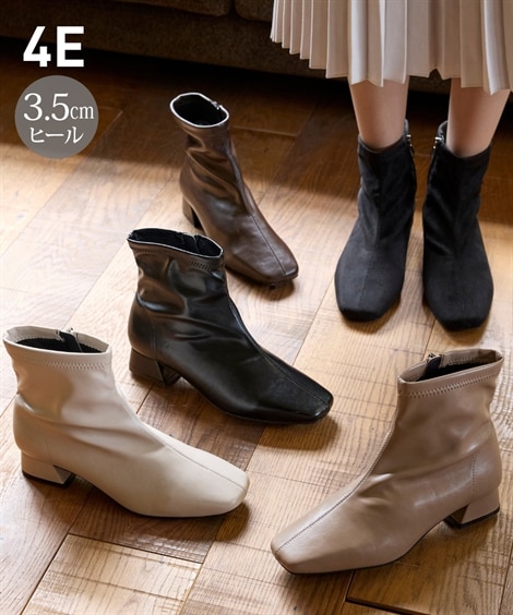 ゆったり幅広】ストレッチショートブーツ（ワイズ4E） 通販【ニッセン】