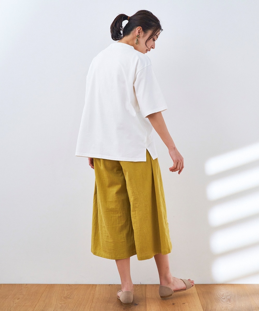 綿100％ 裾刺しゅう入ガウチョパンツ 通販【ニッセン】