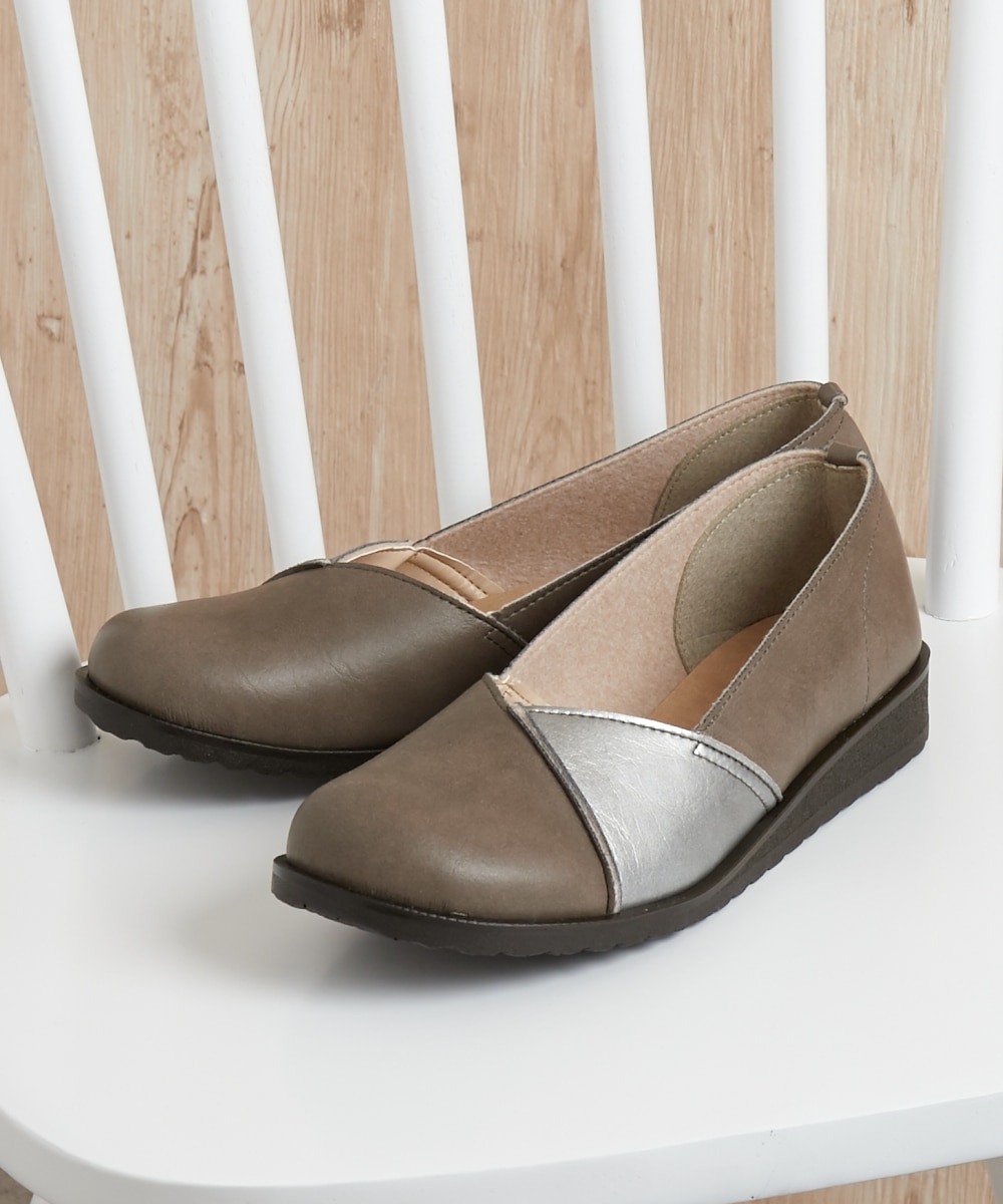 ゆったり幅広】日本製バイカラーオブリークトゥシューズ（ワイズ4E