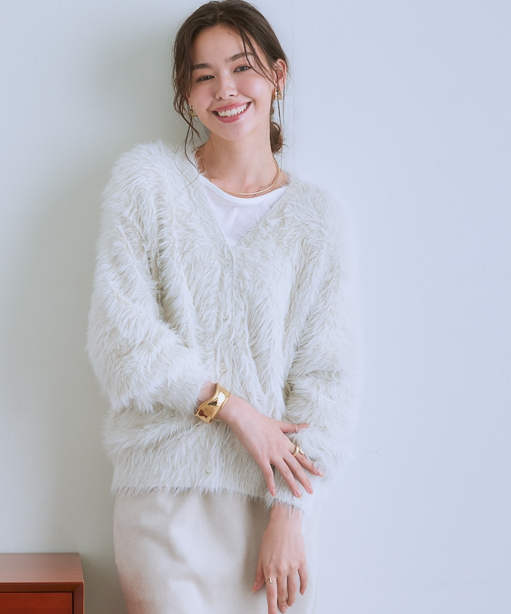 ロングフェザーVネックニットカーディガン＜大きいサイズ有＞ 通販