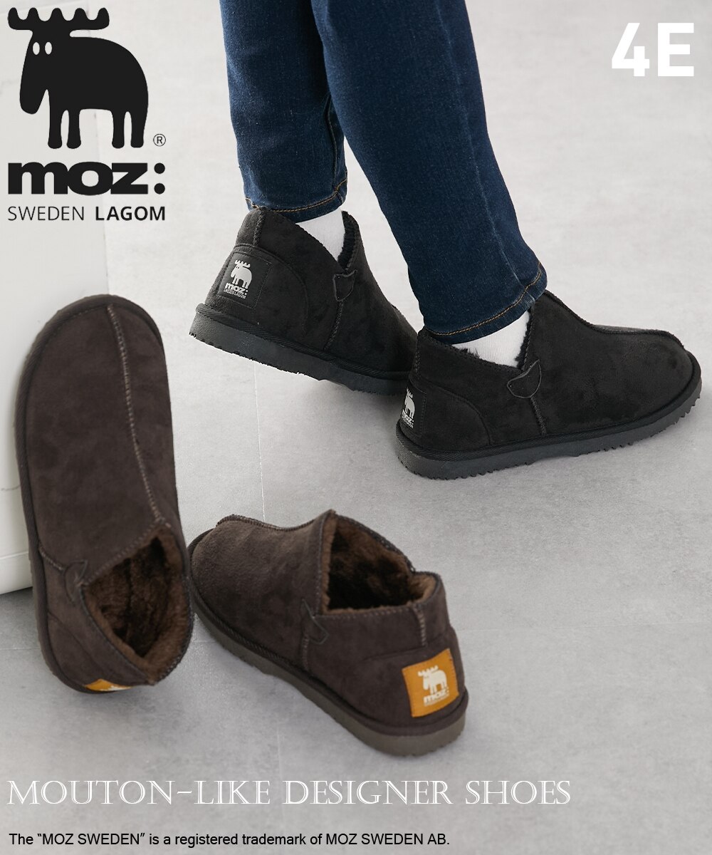 ゆったり幅広】moz（モズ）ムートン調デザインシューズ（ワイズ4E