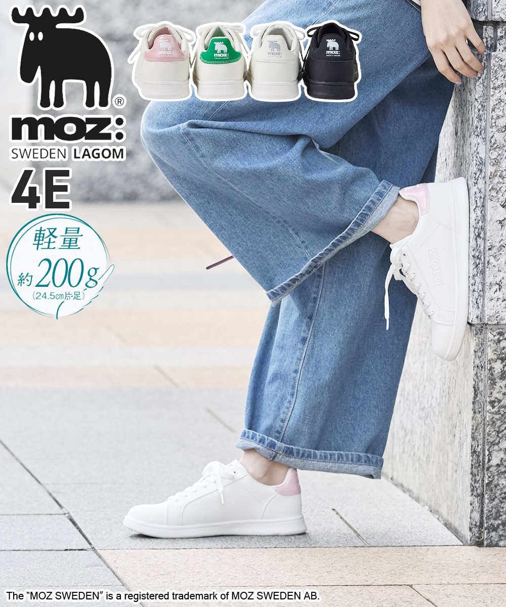 ゆったり幅広】moz（モズ）軽量レースアップコートスニーカー（ワイズ