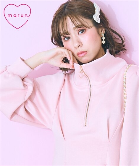 大きいサイズ＞ハーフZIPタックフレアワンピース marun 通販【ニッセン】