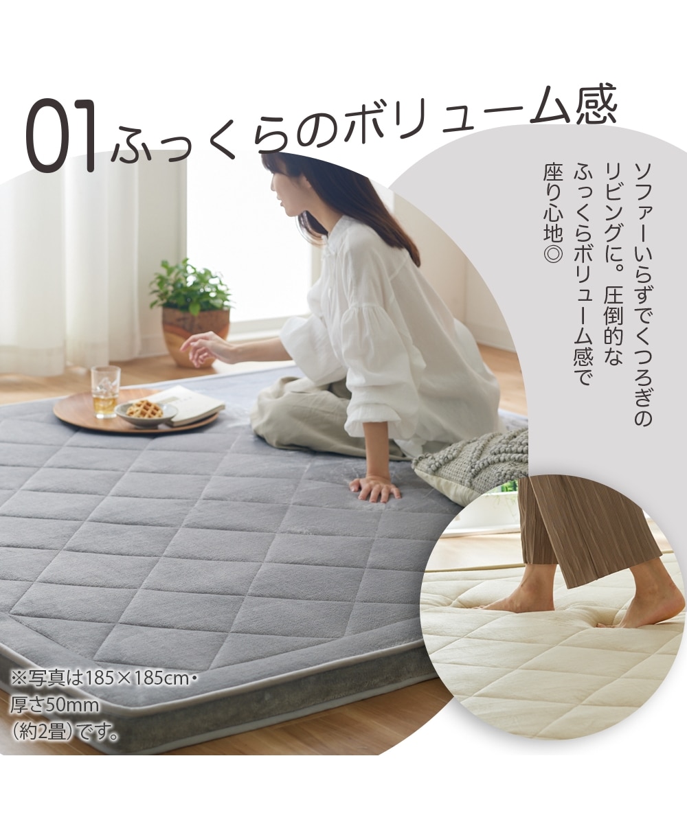 極厚ラグ（防音・防ダニ・抗菌防臭）｜ウレタン入・5層構造・厚みが