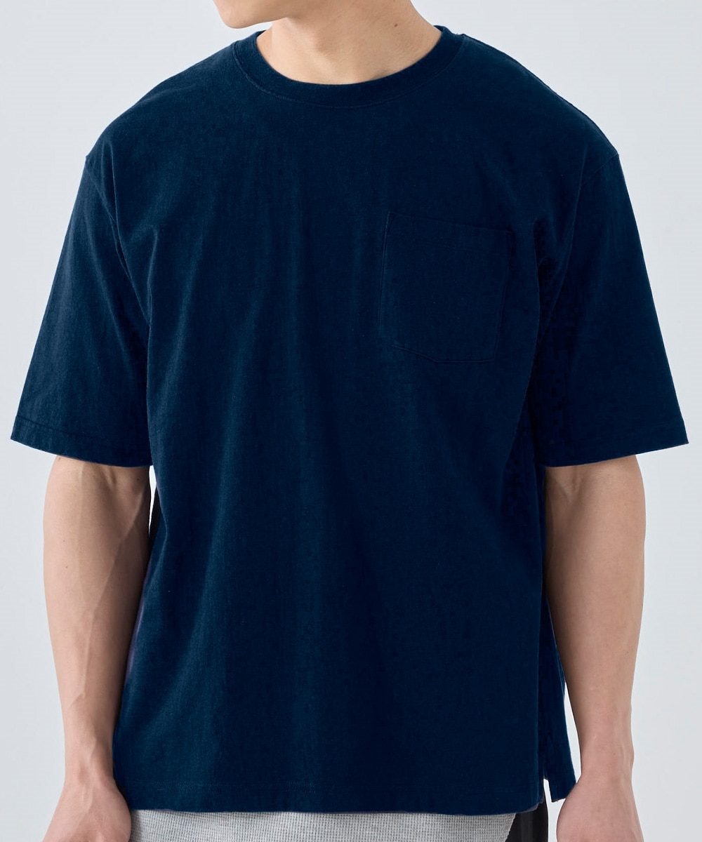 綿100％ヘビーウェイトオーバーサイズ5分袖Tシャツ（胸ポケット付