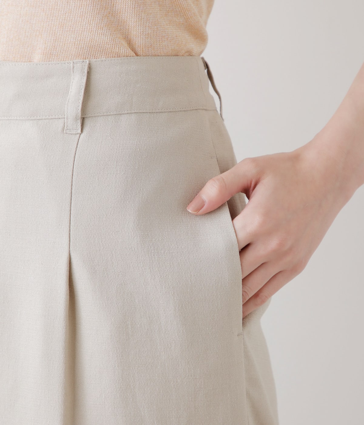 リネンライククロス タックガウチョパンツ(51332150-2024