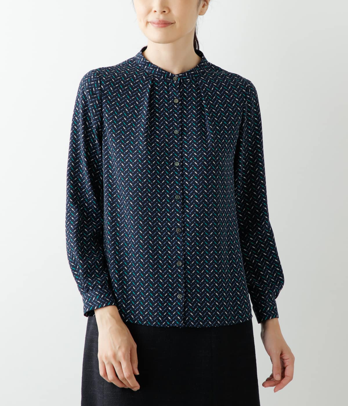 シェブロンプリント タックブラウス(51622112-2024)｜ファッション通販