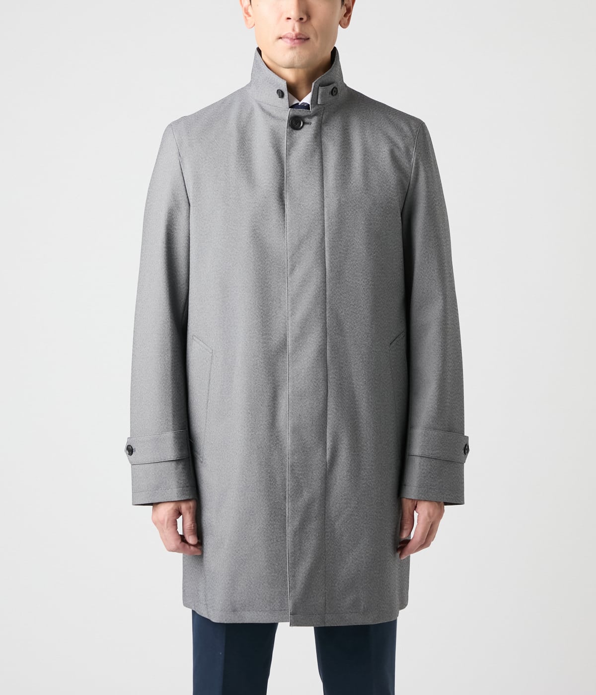 防風・撥水】メランジシャークスキン ラミネート ビズスタンドカラー