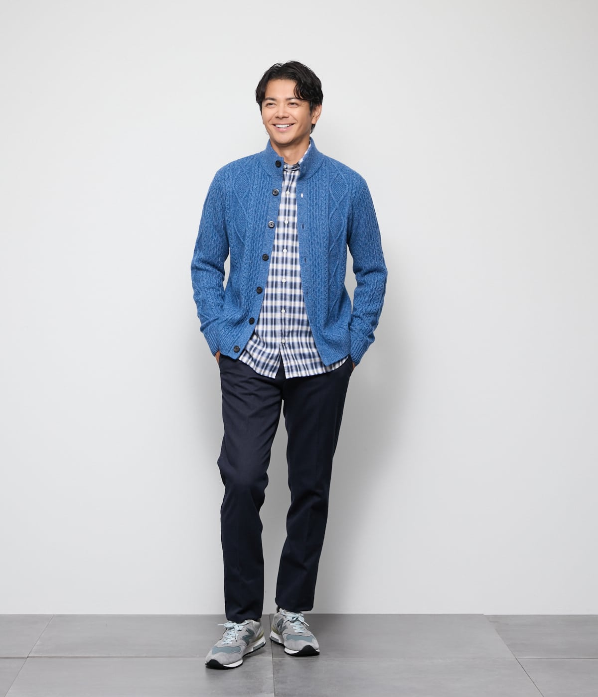 カシミヤ混 ケーブル スタンドカラーカーディガン(11536528-2025