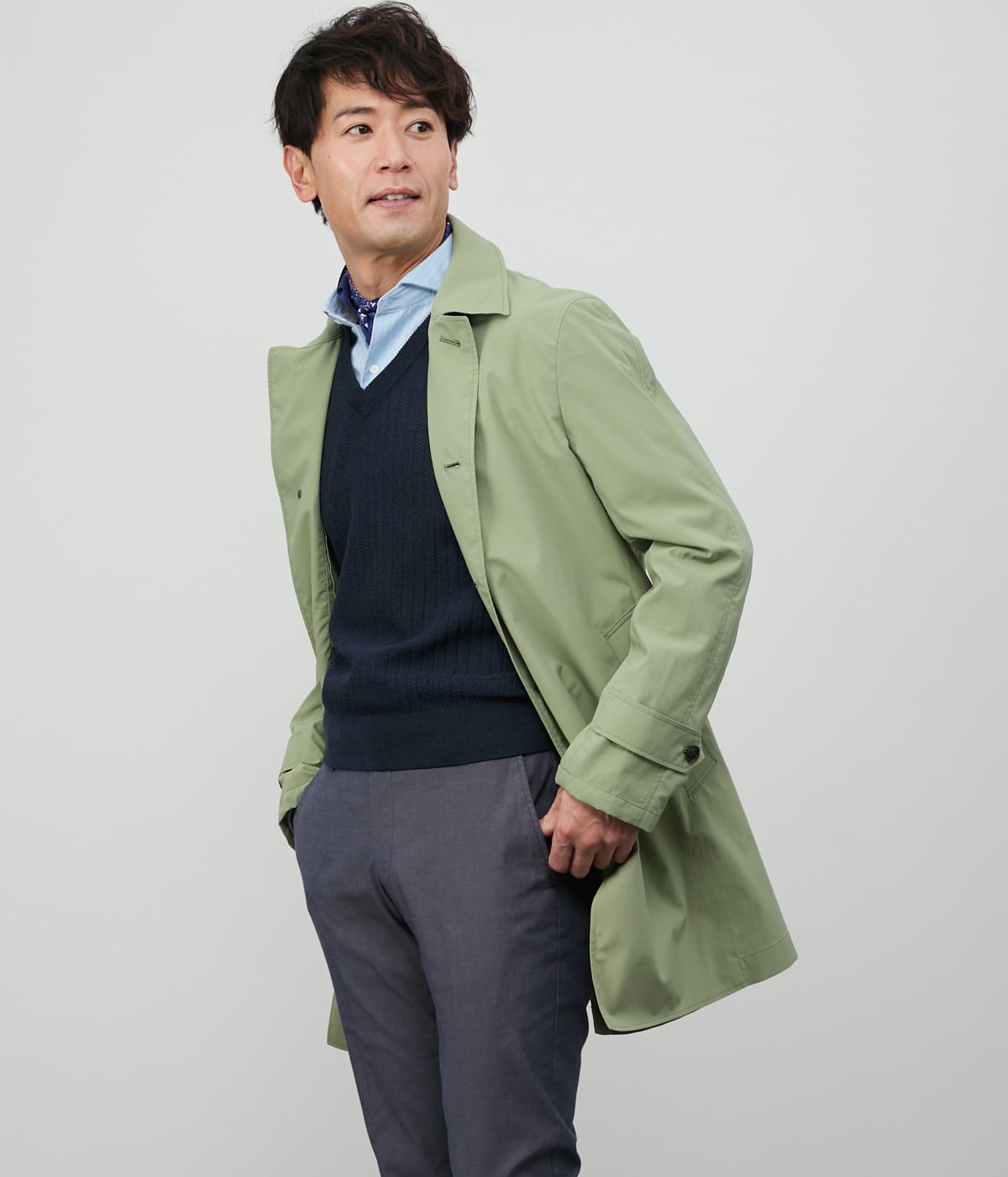 撥水・ストレッチ】スパンライクタイプライター ステンカラーコート