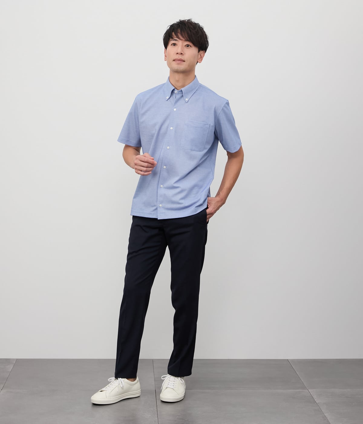 吸水速乾】COOL COMFORT エイトロック鹿の子 前開きボタンダウン