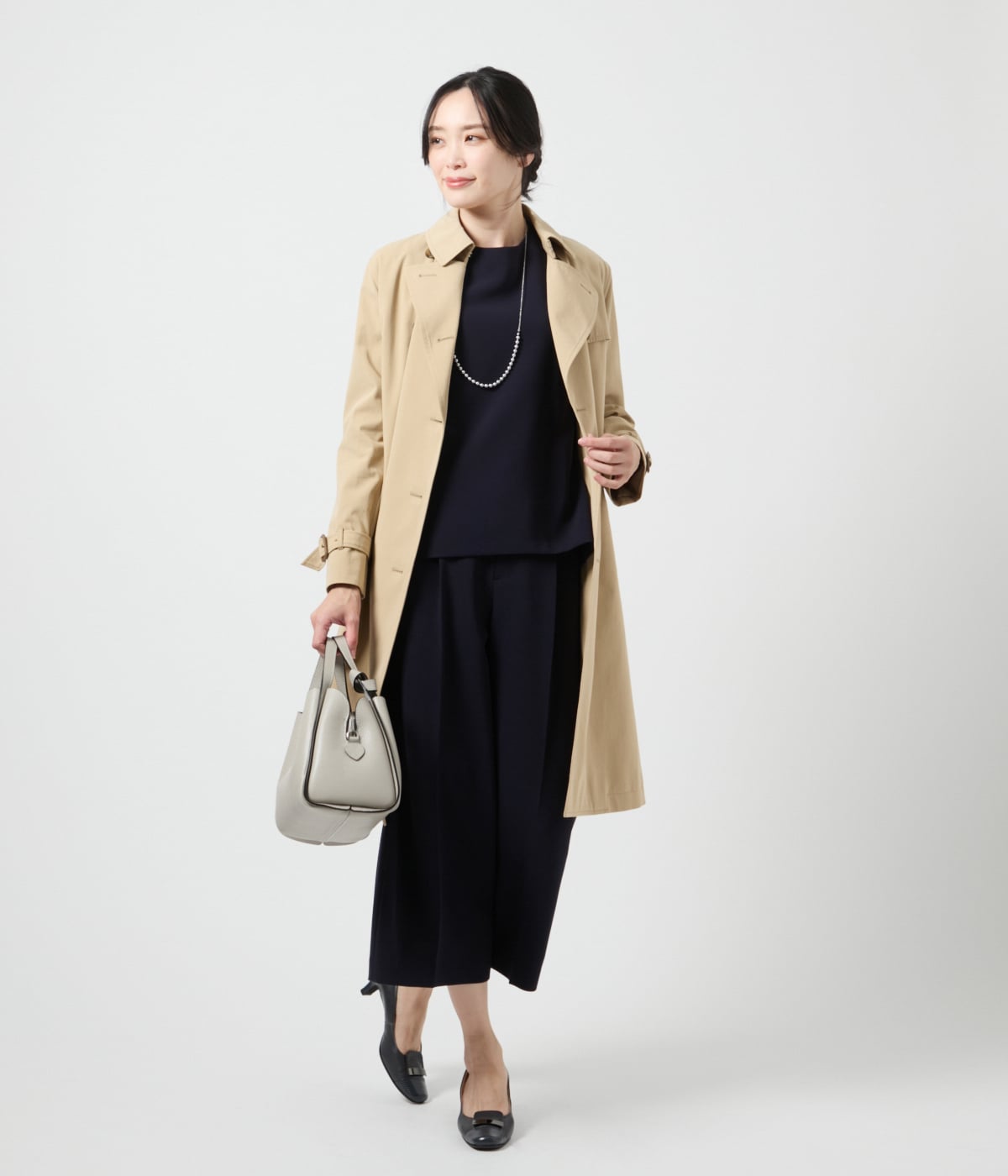 トリアセテートダブルクロス タックスリーブブラウス(71615001-2025