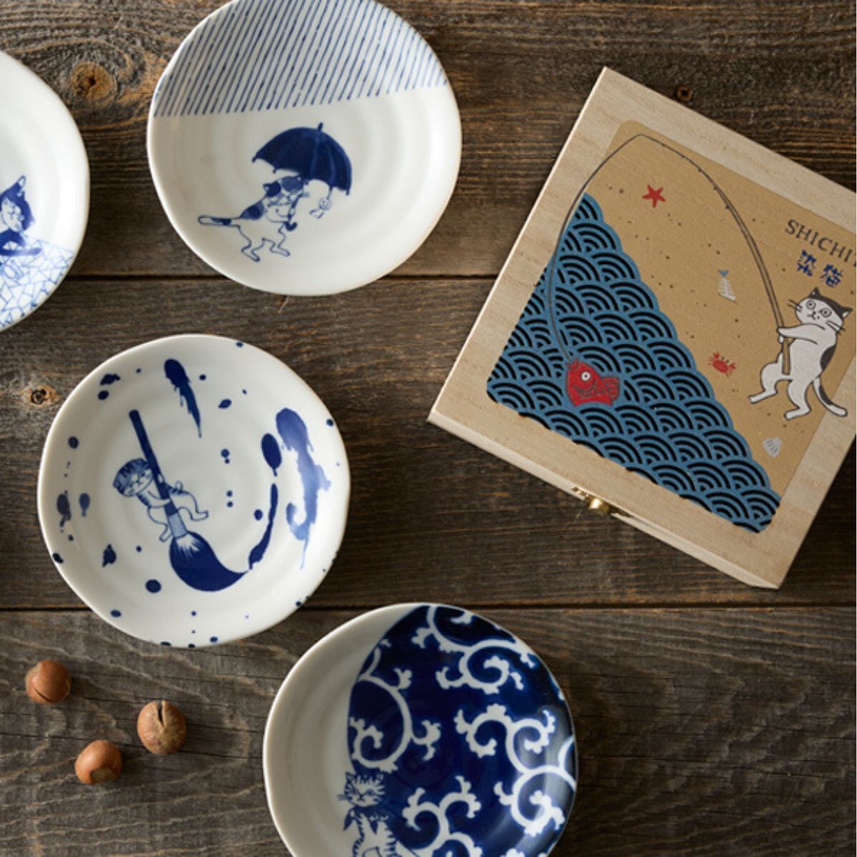 SHICHITA 猫 豆鉢揃 木箱入 猫好き - スマートギフト