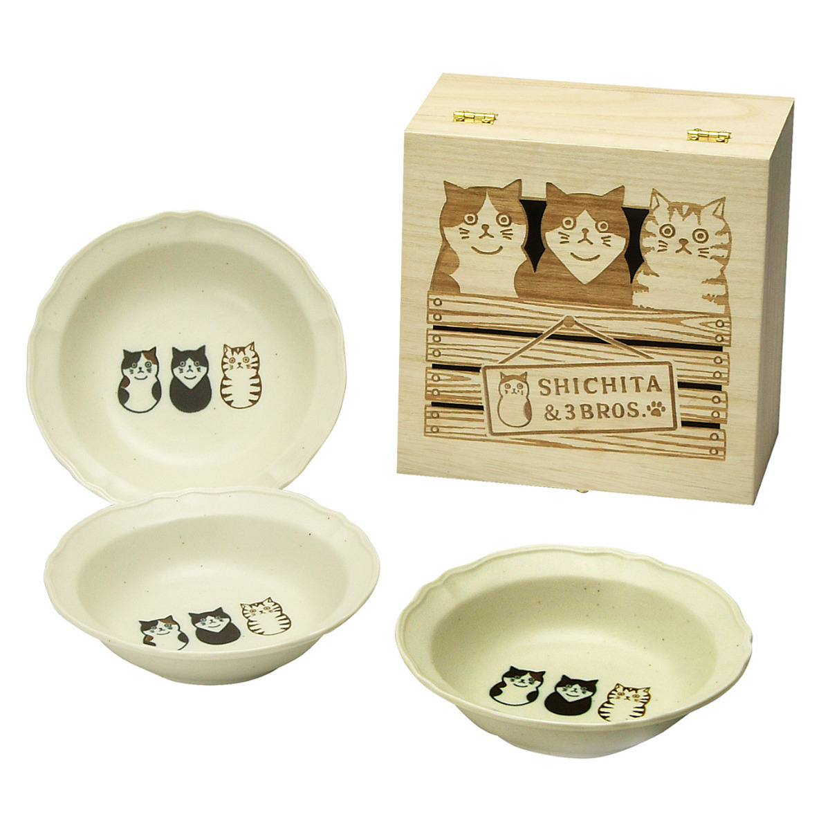 SHICHITA 猫 豆鉢揃 木箱入 猫好き - スマートギフト