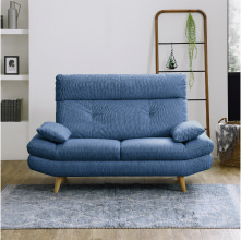 リラックスタイムにぴったり ハイバックソファ 2人掛け ブルーの詳細