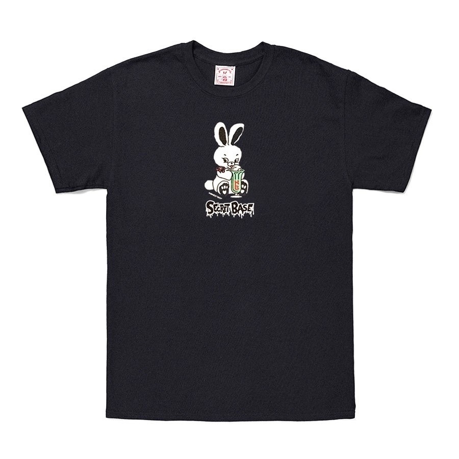 HONESTBOY×SECRET BASE×FRUIT OF THE LOOM Logo Rabbit SS Tee BLACK