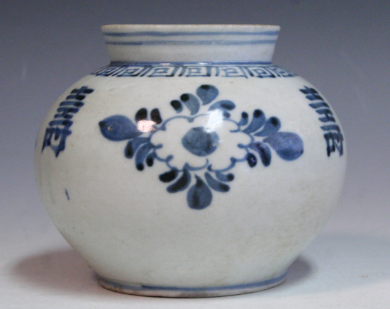 古美術青華堂｜H780 李朝・染付寿字文丸壺（韓国李朝時代）