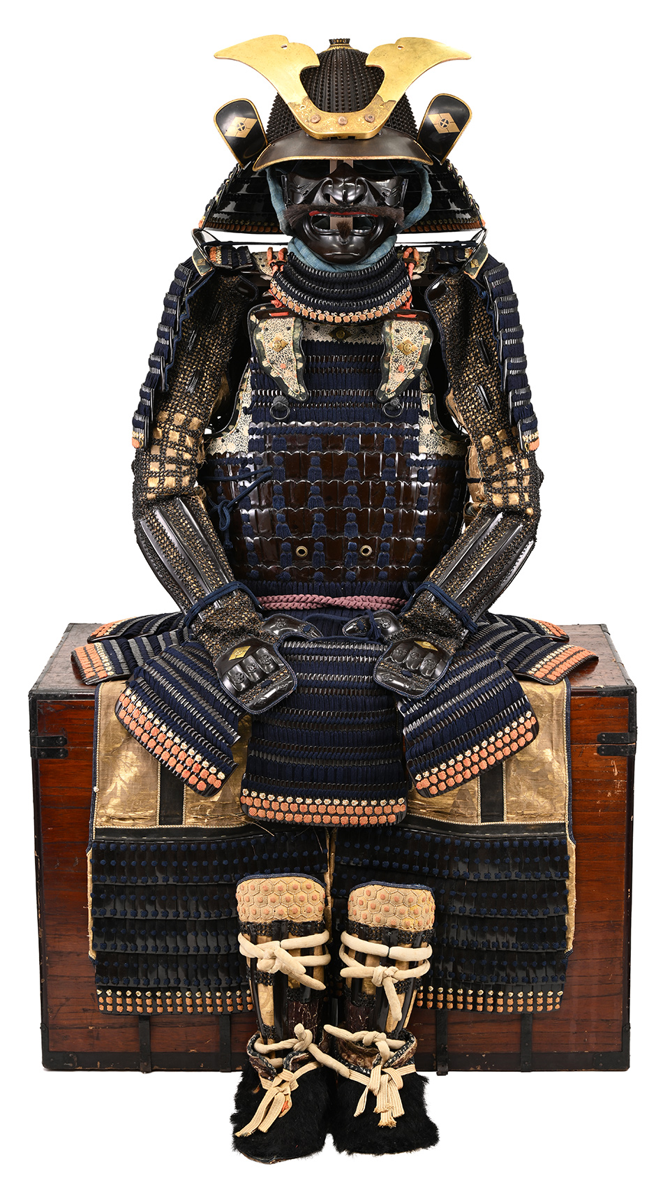 甲冑/鎧 黒漆碁石頭胸取 紺糸素掛威二枚胴具足(BU-080223)｜刀・日本刀