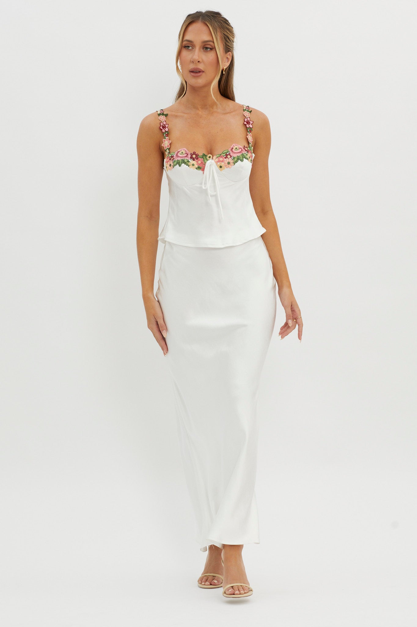 Shop the Rose Garden Floral Applique Cami Top White