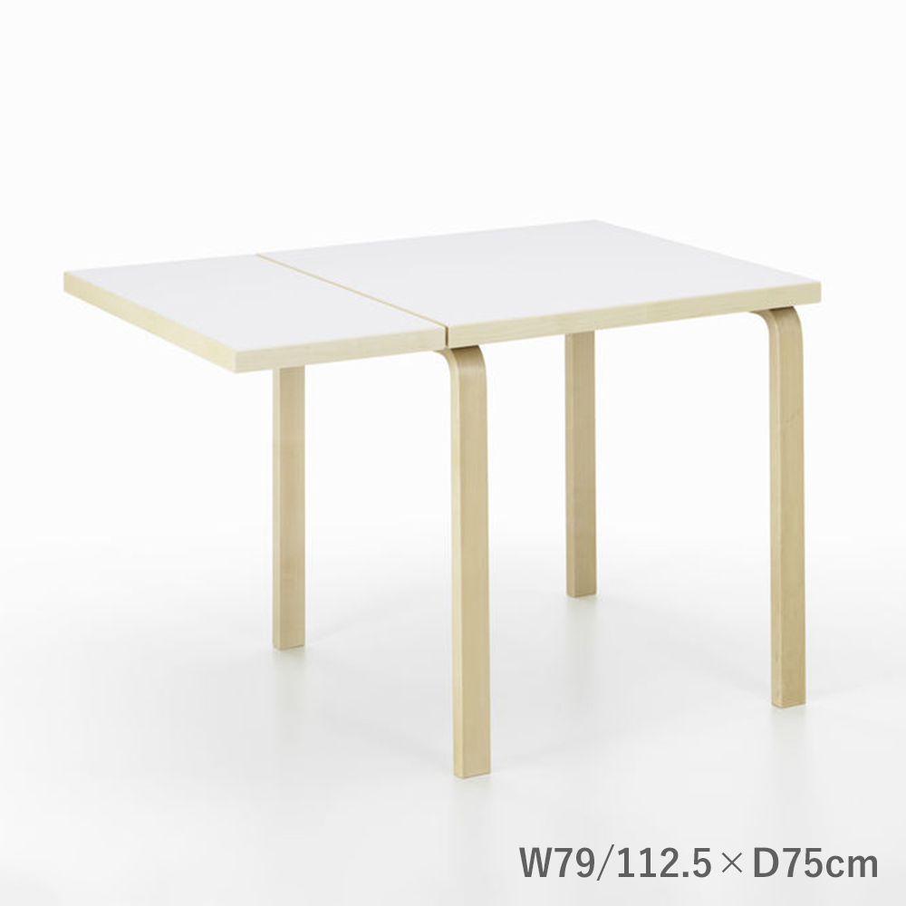 ドロップリーフテーブル DL81C W79/112.5×D75cm / ホワイトラミネート