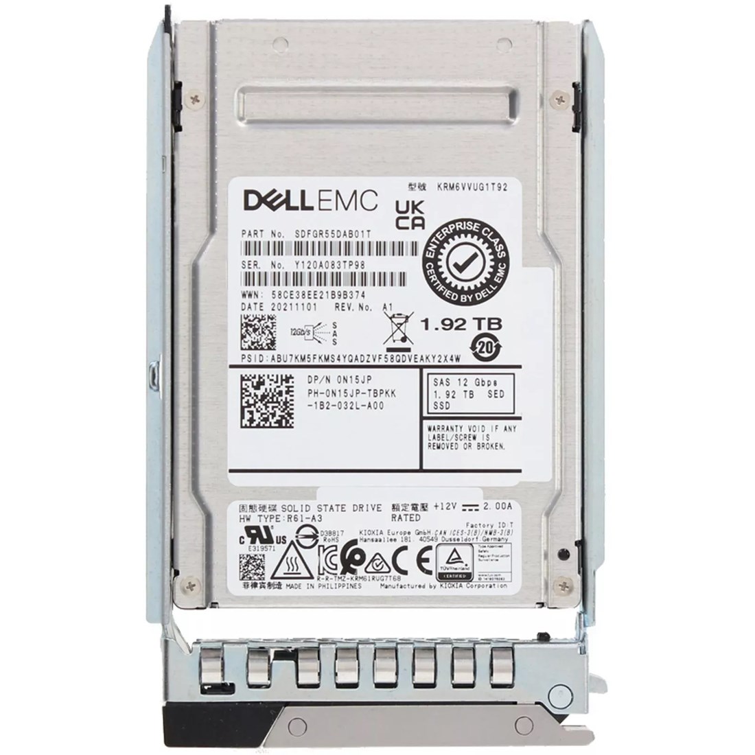 Dell N15JP 1.92TB SED Mixed Use 3DWPD SAS-12Gbps 2.5Inch Hot Plug SSD