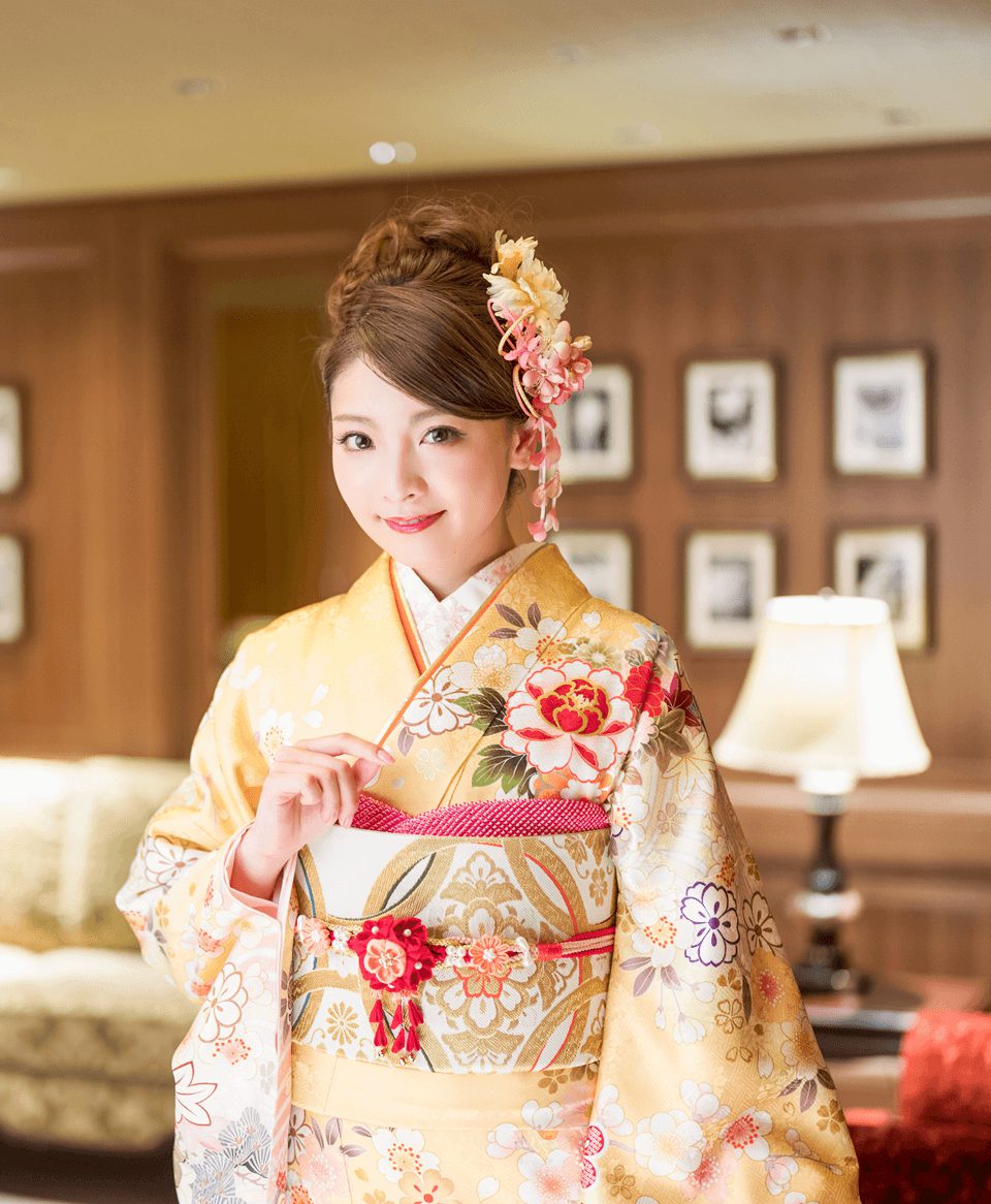 黄色ピンク四季花[FS0777] | 成人式振袖レンタル京都さがの館