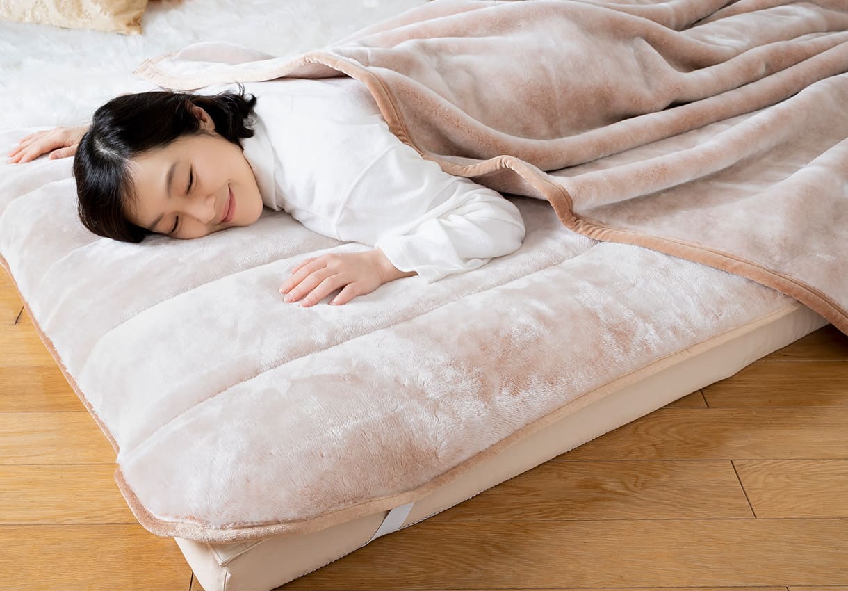 温泉毛布プレミアム【オーロラ長毛タイプ】｜敷布団・羽毛布団