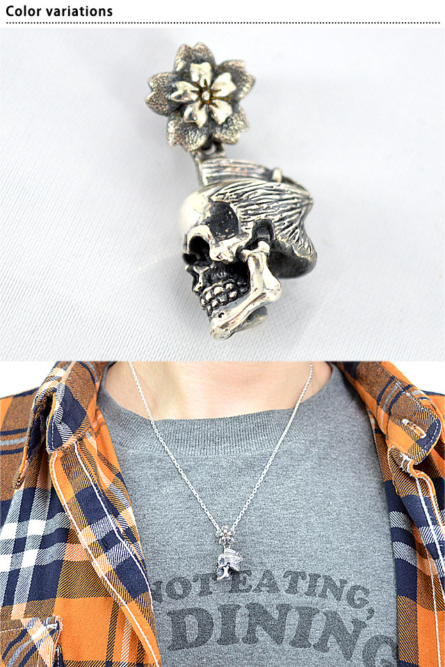 髷衛門ペンダント 銀燭 ぎんしょく 和柄 和風 ネックレス 髑髏 スカル