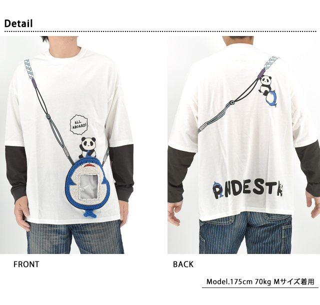 サメ型スマホショルダー風ポケット付きロングTシャツ PANDIESTA JAPAN