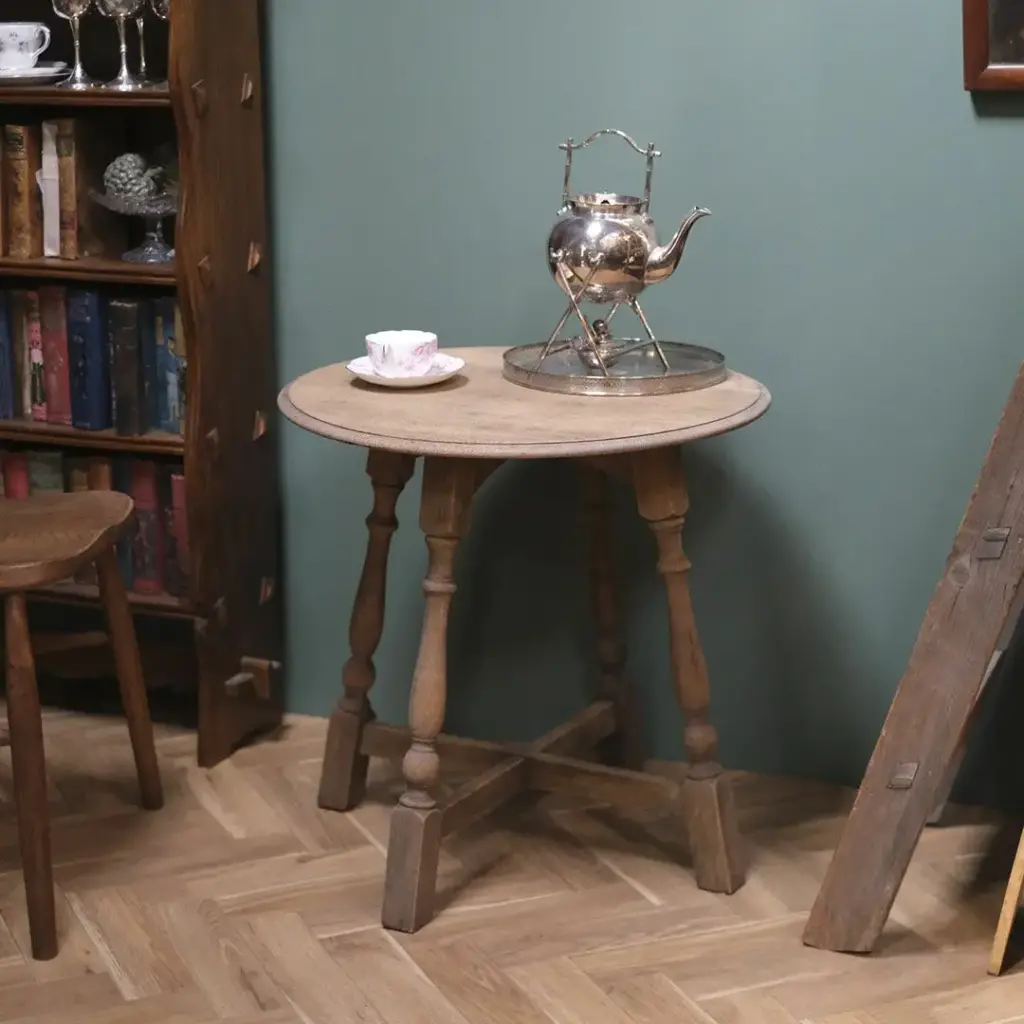 アンティーク オークコーヒーテーブル フランス 剥離されたサイド