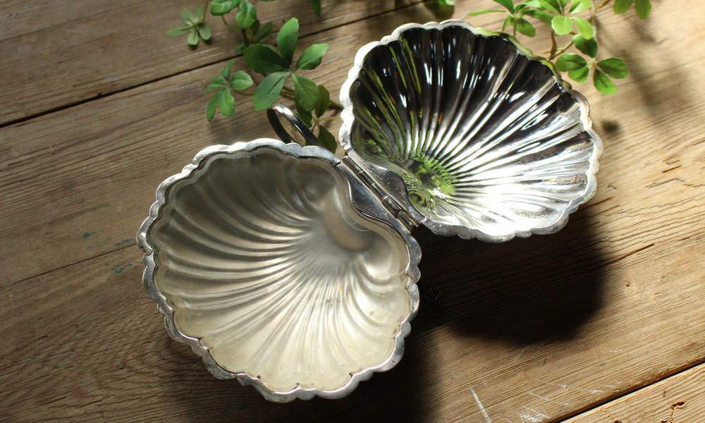 アンティーク・シルバープレートシェル型バターケース | 雑貨と