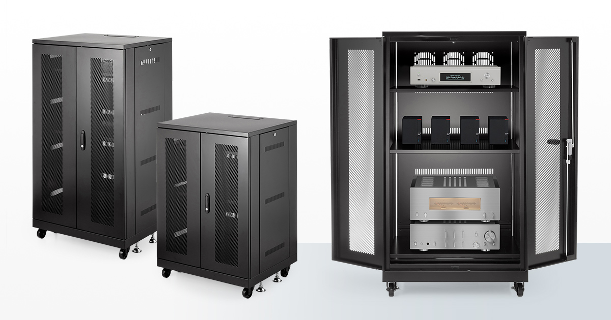 音響機器、置き型サーバーなどの収納に最適、機器をマルチに収納できる