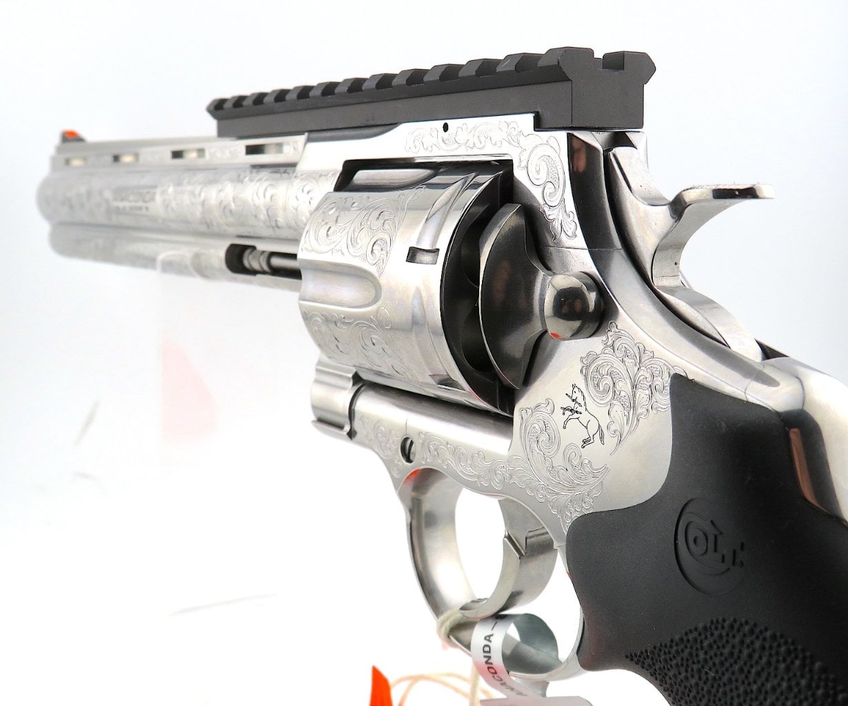 COLT ANACONDA 8” 44mag FULL COVERAGE DEEP ENGRAVED WITH COLT OPTIC