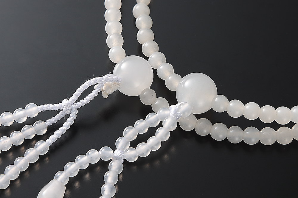 創価学会仏壇 SGI仏壇の金宝堂 高級天然石念珠【ホワイトオニキス】