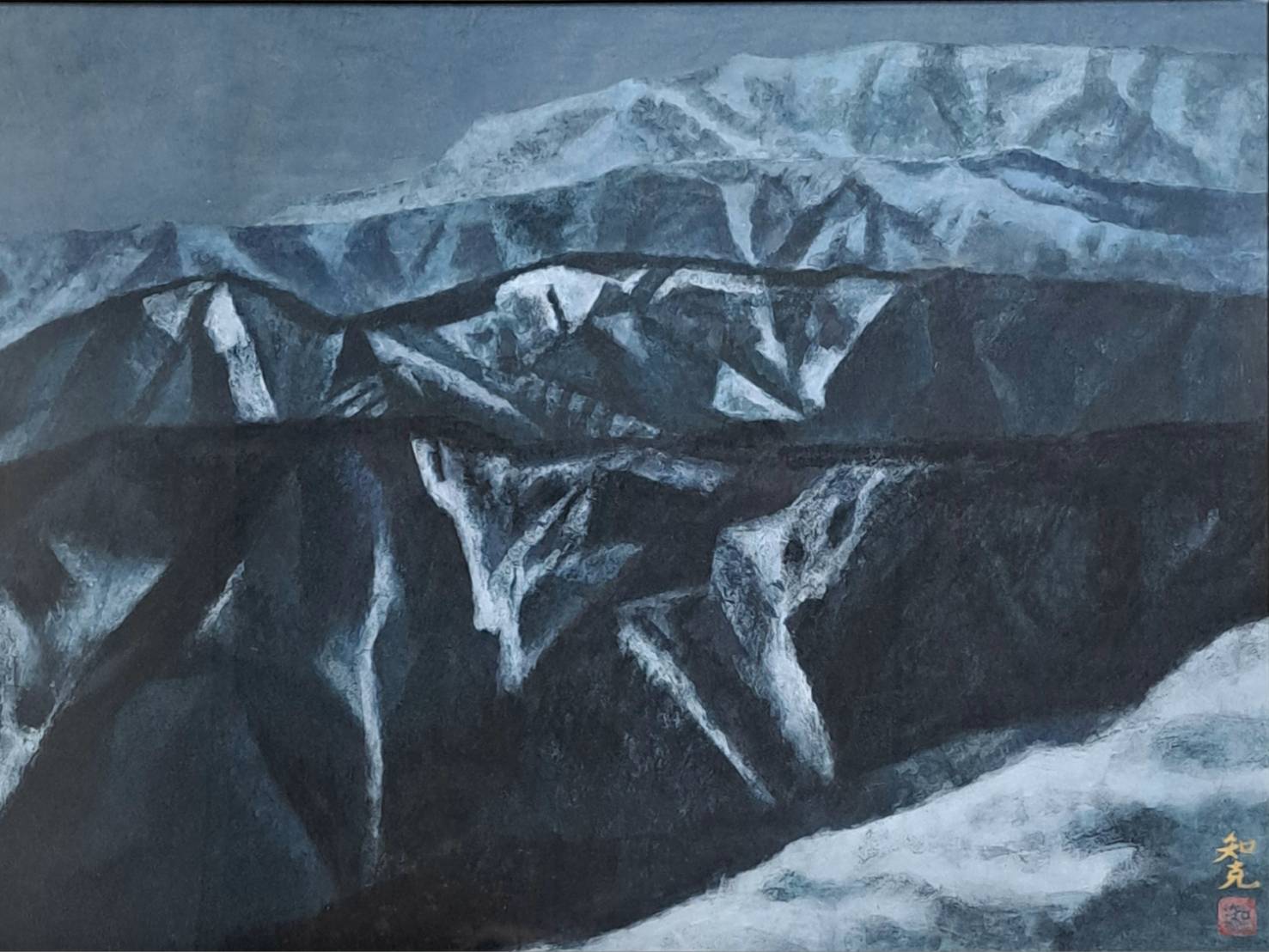 山本知克「白雲連峯」日本画 P12号 共シール タトウ箱 | 新栄堂