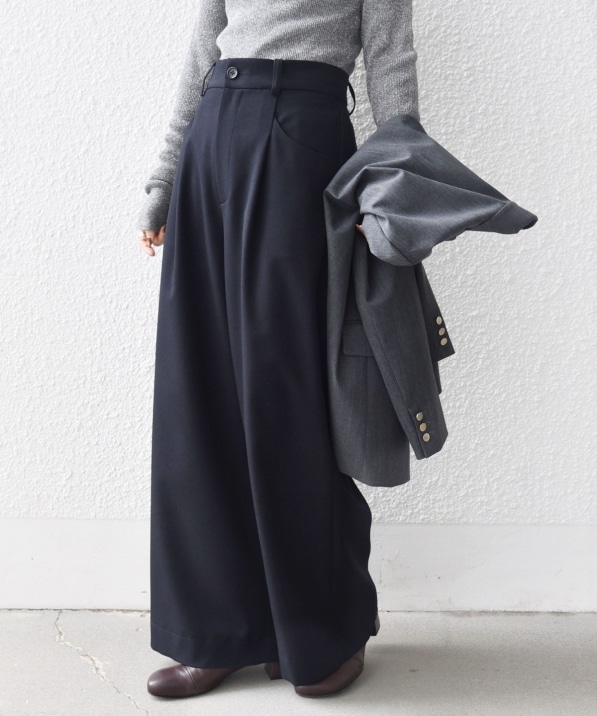 洗濯機可能〉ウールライク ポケット デザイン ワイド パンツ｜ SHIPS