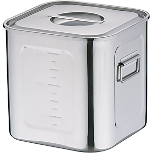 三宝産業 YUKIWA UK 18-8 ステンレス 深型 角キッチンポット 手付 21cm