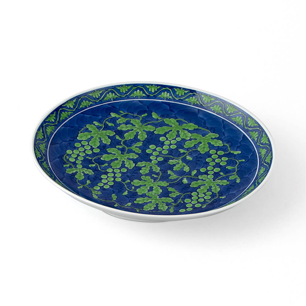 緑彩葡萄絵 皿（楕円・大） ｜ 有田焼の源右衛門窯公式オンラインショップ